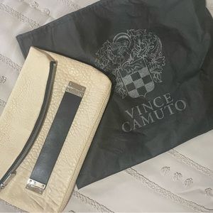 VINCE CAMUTO shoulder bag/clutch. Black and beige with metallic details